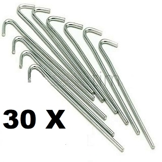 30 x Heavy Duty Galvanised Steel Tent Pegs Metal Camping Ground Sheet Anchor